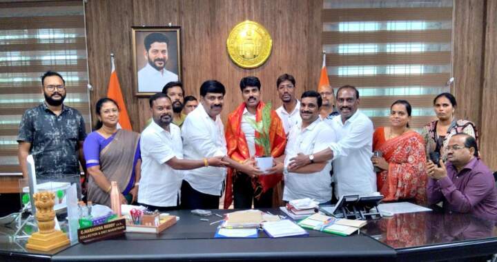 కలెక్టరును కలిసిన టిఎన్జీవో జిల్లా అధ్యక్షుడు ఊటు యశ్వంత్